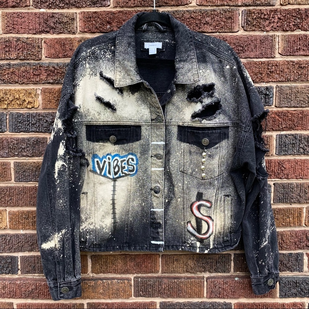 Custom hand painted Jean Jacket 2X